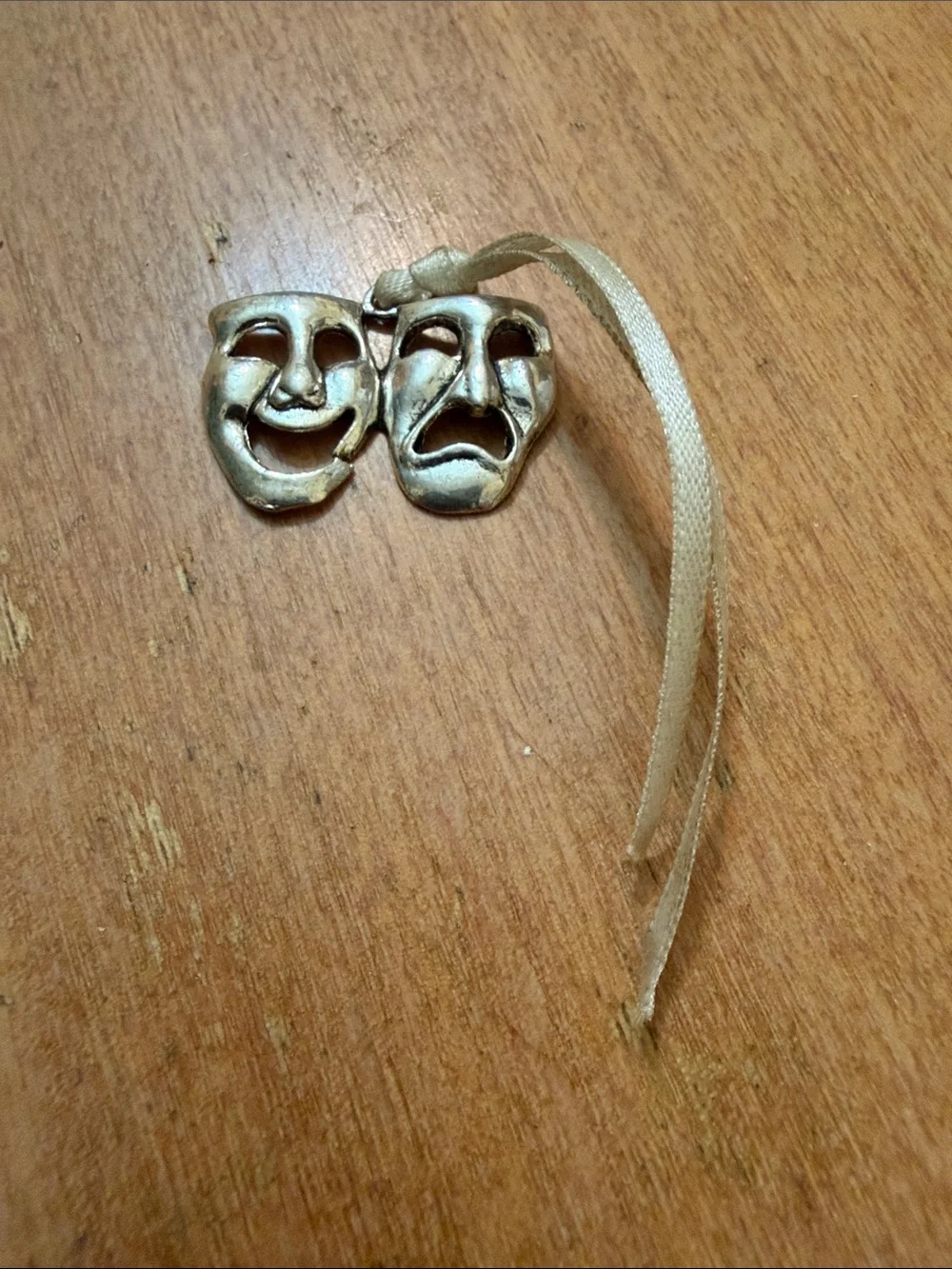 Theatre Mask Pendant Necklace - silver  Tone
